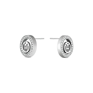 Tommy Hilfiger Stainless Steel Silver Tone Circle TH Stud Earrings SKU 3016040