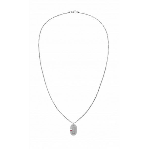 Gents Stainless Steel Silver Tone Oval Bar Necklace SKU 3016048