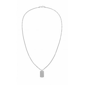 Gents Stainless Steel Silver Tone Oblong Bar Necklace SKU 3016050