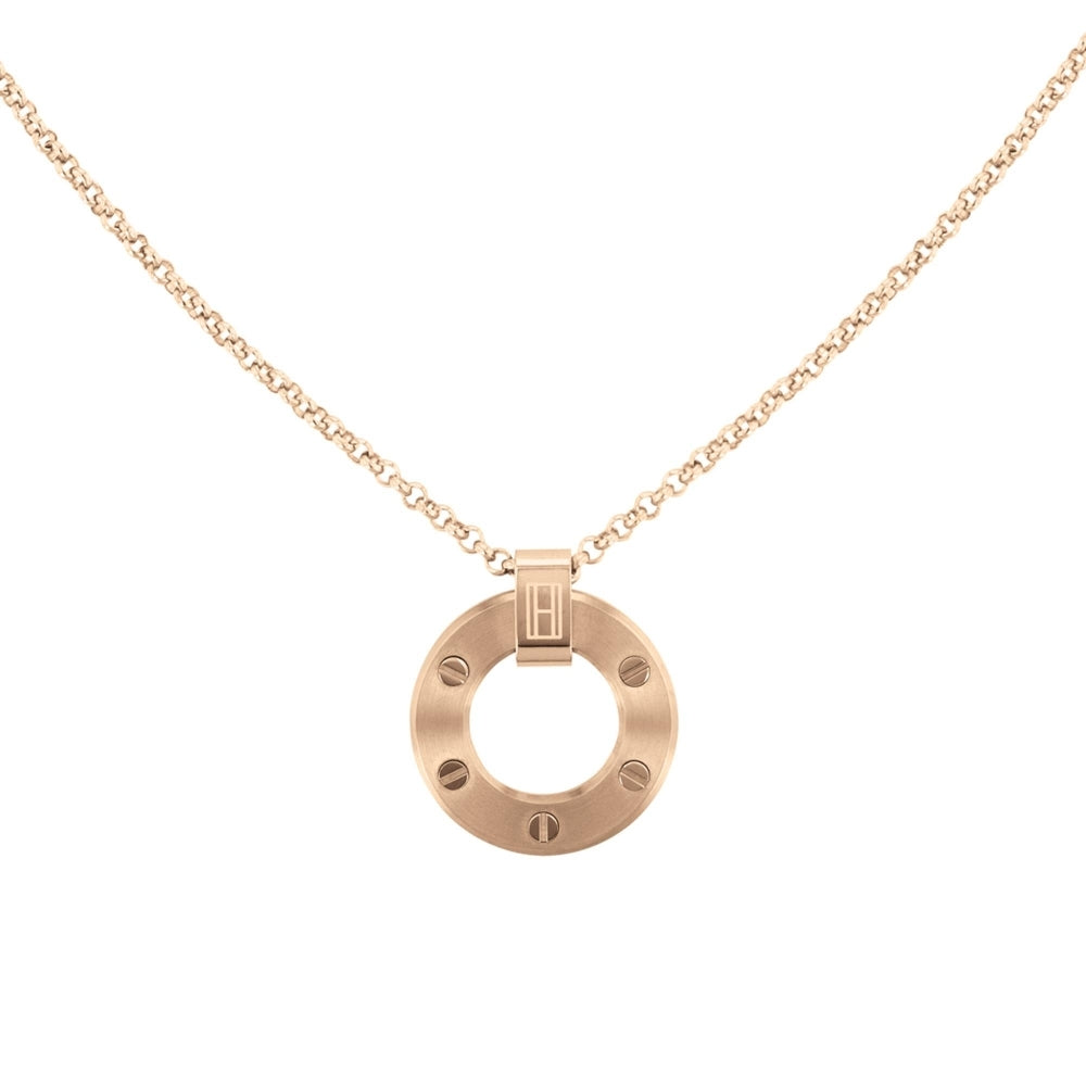 Ladies Tommy Hilfiger Stainless Steel Rose Tone Necklace SKU 3016054