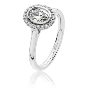 Sterling Silver Rubover Oval CZ Halo Ring SKU 3043016