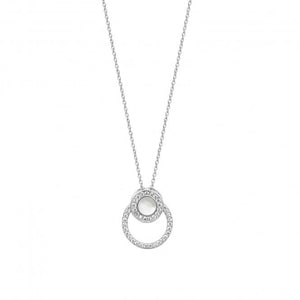 Sterling Silver Mother of Pearl Double Circle Cz Pendant SKU 3043088