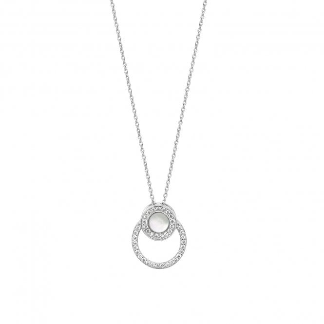 Sterling Silver Mother of Pearl Double Circle Cz Pendant SKU 3043088