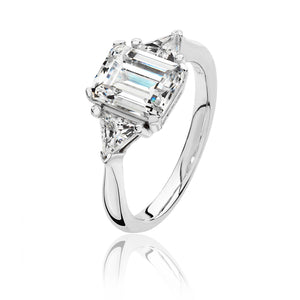 Sterling Silver Rectangle & Triangle 3 Stone CZ Ring SKU 3043089