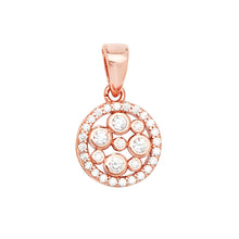 Load image into Gallery viewer, Sterling Silver Rose Finish Rubover &amp; Claw Set CZs Round Pendant SKU 3301046
