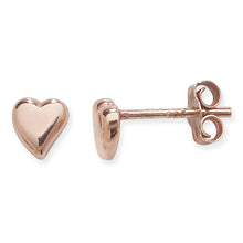 Load image into Gallery viewer, Sterling Silver Rose Finish Plain Heart Stud Earrings SKU 3302006
