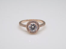 Load image into Gallery viewer, Sterling Silver Rose Finish CZ &amp; CZ Halo Ring SKU 3336025

