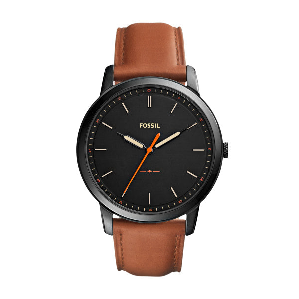 Gents Fossil Watch Tan Leather Strap, Black Dial SKU 4002001