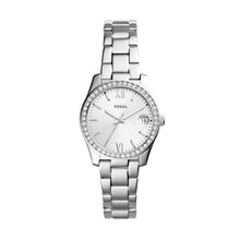 Load image into Gallery viewer, Fossil Ladies Watch Stainless Steel Silver Tone Bracelet Strap Stone Set Case Silver Tone Dial SKU 4002014
