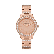 Load image into Gallery viewer, Fossil Ladies Watch Stainless Steel Rose Tone, Stone Set SKU 4002024

