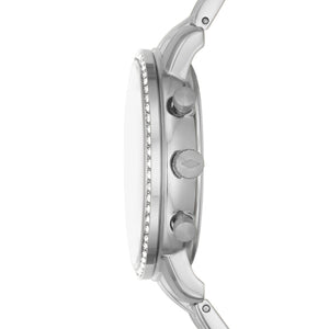 Fossil Ladies Silver Tone Stainless Steel Strap, CZ Case, Date, Mini Dials SKU 4002044