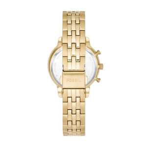 Fossil Ladies Gold Tone Stainless Steel Strap, CZ Case, Date, Mini Dials SKU 4002045