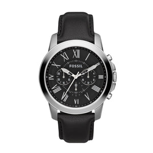 Fossil Gents Watch Black Leather Strap, Black Dial, Multi Dials SKU 4002158