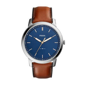 Fossil Gents Watch Tan Leather Strap Blue Dial SKU 4002230