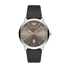 Load image into Gallery viewer, Armani Gents Watch Black Leather Strap, Grey Dial, Date SKU 4005044
