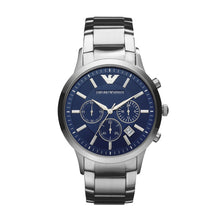 Load image into Gallery viewer, Armani Gents Watch Stainless Steel Silver Tone Strap, Blue Dial, Date, Multi Dials SKU 4005082
