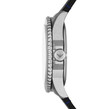 Load image into Gallery viewer, Gents Armani Watch Black Leather strap, Blue dial  SKU 4005202
