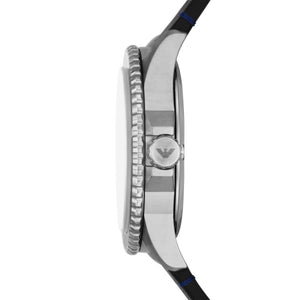 Gents Armani Watch Black Leather strap, Blue dial  SKU 4005202