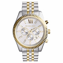 Load image into Gallery viewer, Gents Michael Kors Watch Stainless Steel Silver &amp; Gold Tone Strap, White Dial SKU 4010032
