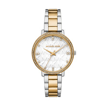 Load image into Gallery viewer, Ladies Michael Kors Watch Stainless Steel Silver &amp; Gold 2 Tone Strap, White MK Dial SKU 4010072
