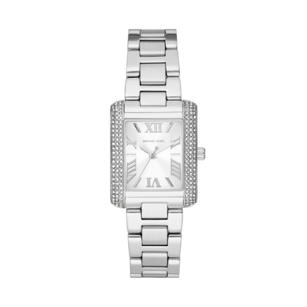 Michael Kors Watch Silver Tone Stainless Steel Strap, Rectangle Dial SKU 4010076