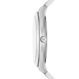 Michael Kors Gents Stainless Steel Silver Tone Watch, Navy Dial, Wallet Set SKU 4010086