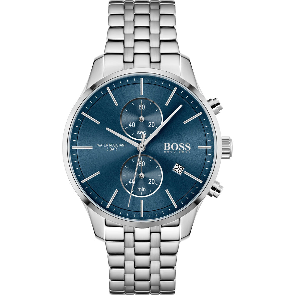 Gents Hugo Boss Watch Stainless Steel Silver Tone Strap, Blue Dial, Mini Dials, Date SKU 4012068