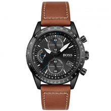 Load image into Gallery viewer, Gents Hugo Boss Watch Brown Leather Strap, Black Dial, Mini Dials, Date SKU 4012069
