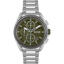 Load image into Gallery viewer, Gents Hugo Boss Watch Stainless Steel Silver Tone Strap, Green Dial, Date SKU 4012123
