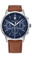 Load image into Gallery viewer, Gents Tommy Hilfiger Watch Brown Leather Strap Blue Multi Dial SKU 4016097
