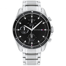 Load image into Gallery viewer, Gents Tommy Hilfiger Watch Stainless Steel Silver Tone Strap, Black Dial, Mini Dials SKU 4016200
