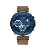 Load image into Gallery viewer, Gents Tommy Hilfiger Watch Brown Leather Strap, Blue Dial, Multi Dials, Blue Case SKU 4016215
