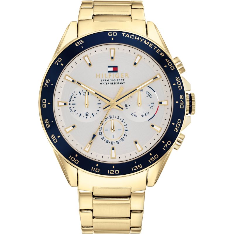 Gents Tommy Hilfiger Watch Stainless Steel Gold Tone Strap, White Dial, Gold Tone Hands SKU 4016237