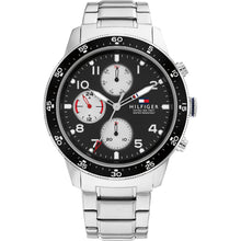 Load image into Gallery viewer, Gents Tommy Hilfiger Watch Stainless Steel Silver Tone Strap, Black Dial, White Tone Hands SKU 4016239
