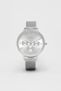 Ladies Lipsy Watch Stainless Steel Silver Tone Mesh Strap, Silver Dial, Mini Dials SKU 4029140
