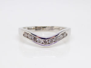 18ct White Gold Round Brilliant Channel Set Diamonds Wishbone Wedding/Eternity Ring 0.25ct SKU 8802053