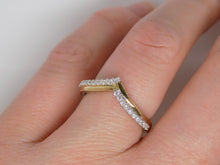 Load image into Gallery viewer, 9ct Yellow Gold Claw Set Round Brilliant Diamond Fancy Wishbone Wedding/Eternity Ring 0.15ct SKU 4505034
