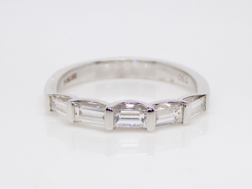 18ct White Gold 5 Baguette Diamond Bar Wedding/Eternity Ring 0.52ct SKU 8802133