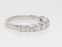 Load image into Gallery viewer, 18ct White Gold 7 Baguette Diamonds Bar Set Wedding/Eternity Ring 0.75ct SKU 8802131

