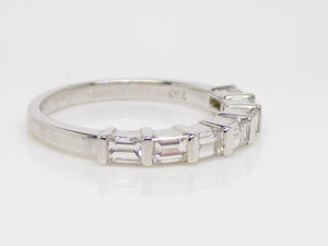 18ct White Gold 7 Baguette Diamonds Bar Set Wedding/Eternity Ring 0.75ct SKU 8802131