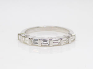 18ct White Gold 7 Baguette Diamonds Bar Set Wedding/Eternity Ring 0.75ct SKU 8802131