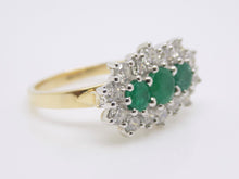 Load image into Gallery viewer, 9ct Yellow Gold Diamond and Emerald Boat Cluster Engagement Ring 2.00ct SKU 5406016
