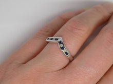 Load image into Gallery viewer, 9ct White Gold Round Brilliant Sapphire And Diamond Channel Wishbone Ring SKU 5706011
