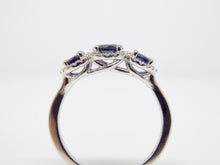 Load image into Gallery viewer, 18ct White Gold Round Brilliant Sapphires and Halo Diamond Engagement Ring SKU 5706021
