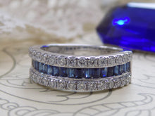 Load image into Gallery viewer, Baguette Sapphires and Round Brilliant Diamonds Ring SKU 5706029
