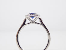 Load image into Gallery viewer, 18ct White Gold Sapphire and Diamond Halo/Diamond Shoulders Engagement Ring 0.60ct SKU 8802081
