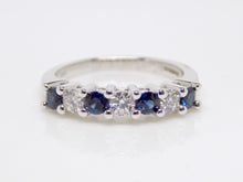 Load image into Gallery viewer, 9ct White Gold Round Brilliant Sapphire And Diamond 7 Stone Ring SKU 5706045
