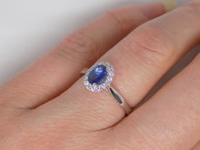 Load image into Gallery viewer, 9ct White Gold Oval Sapphire Halo Diamond Engagement Ring SKU 5706046
