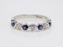 Load image into Gallery viewer, 9ct White Gold Round Brilliant Sapphire And Diamond 7 Stone Ring SKU 5706048
