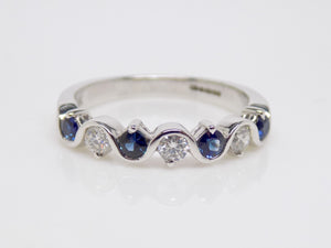 9ct White Gold Round Brilliant Sapphire And Diamond 7 Stone Ring SKU 5706048